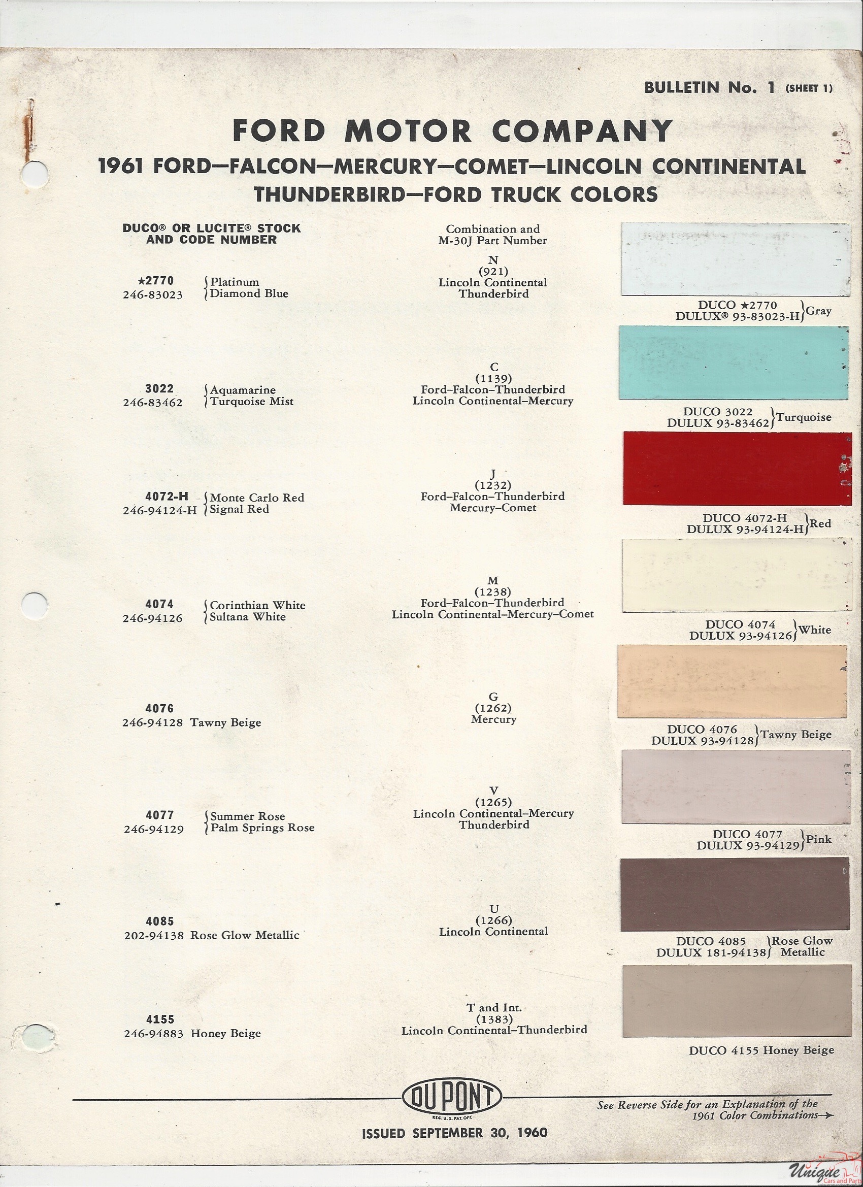 1961 Ford-1 Paint Charts